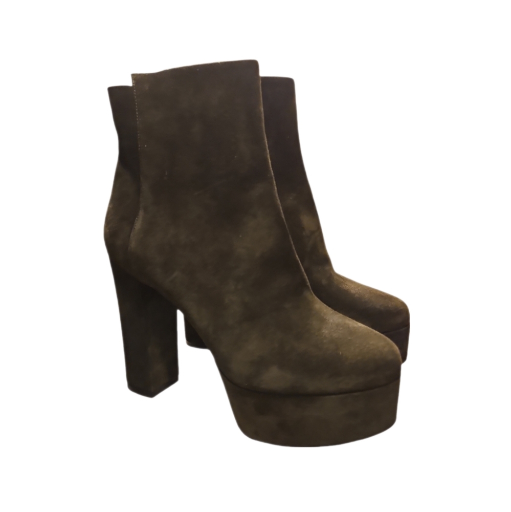 BARBARA BUI | Olive Green Suede Platform Ankle Boots in Size EU 37 / US 7 NWOT